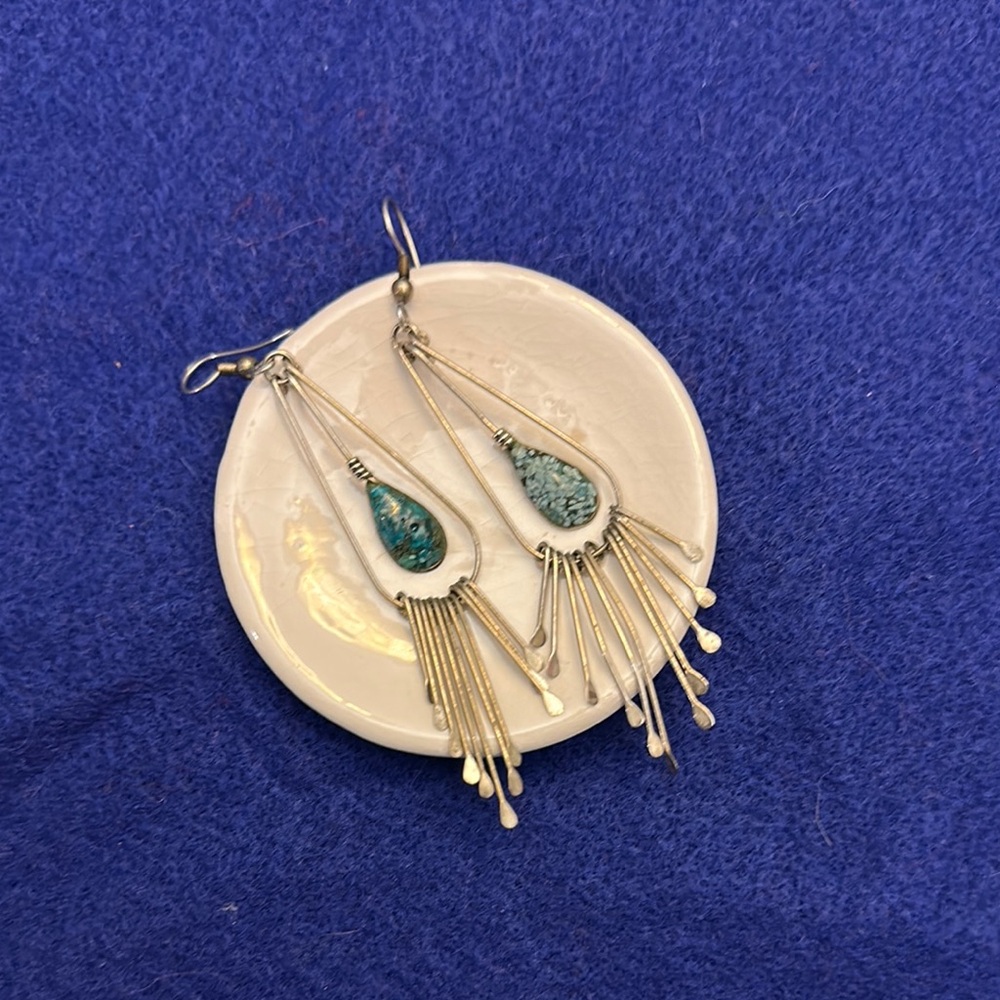 Elegant Silver and Blue Turquoise Dangle Earrings